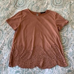 XS Mauve Felt Eyelet Shein Top